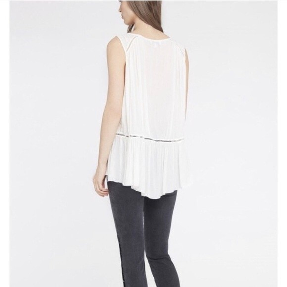 IRO Luce Romantic Ruched Grecian Peplum Tunic Crochet Sleeveless Blouse Top XS - Picture 9 of 16